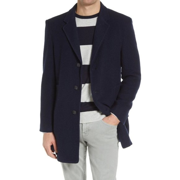 $295 SOFT CLOTH Men's Jersey Car Wool Blend Coat in Navy Size Medium